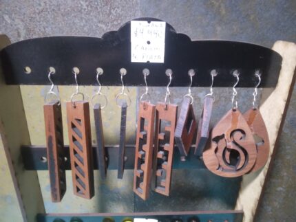 Aros madera gancho de plata